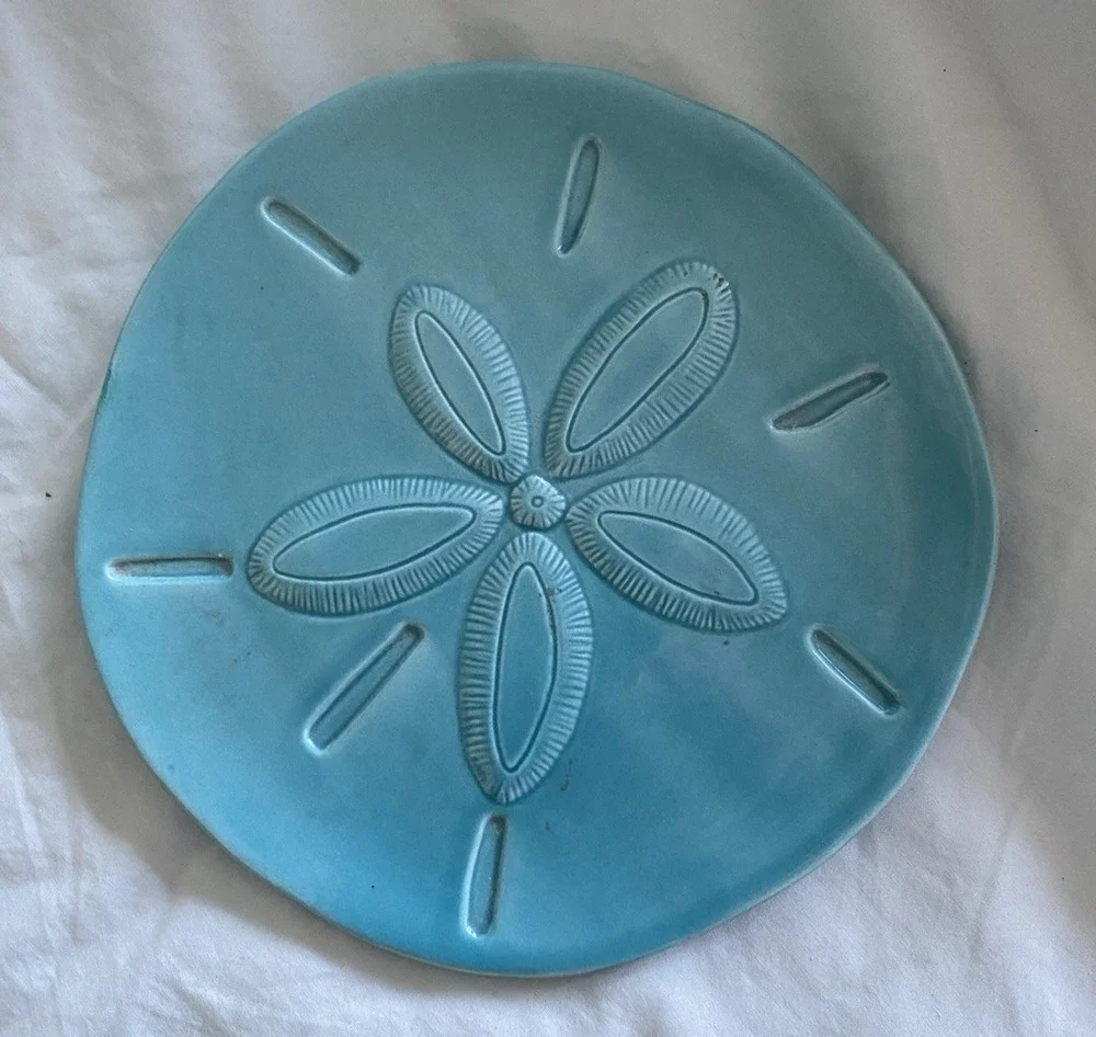 Fitz & Floyd Cape Coral Aqua Sand Dollar Snack Dish 6.25” Diameter
